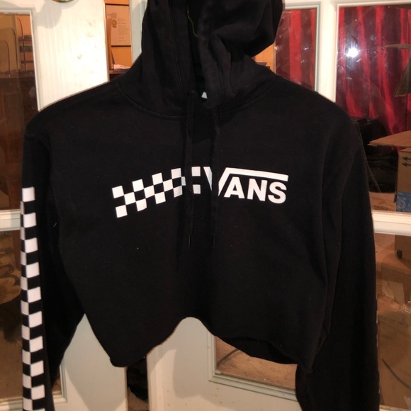 SOLD Vans Classic Checker Black Crop Hoodie - Picture 2 of 4